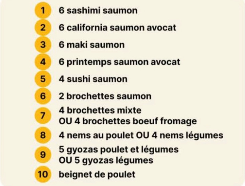 3 plats differents au choix