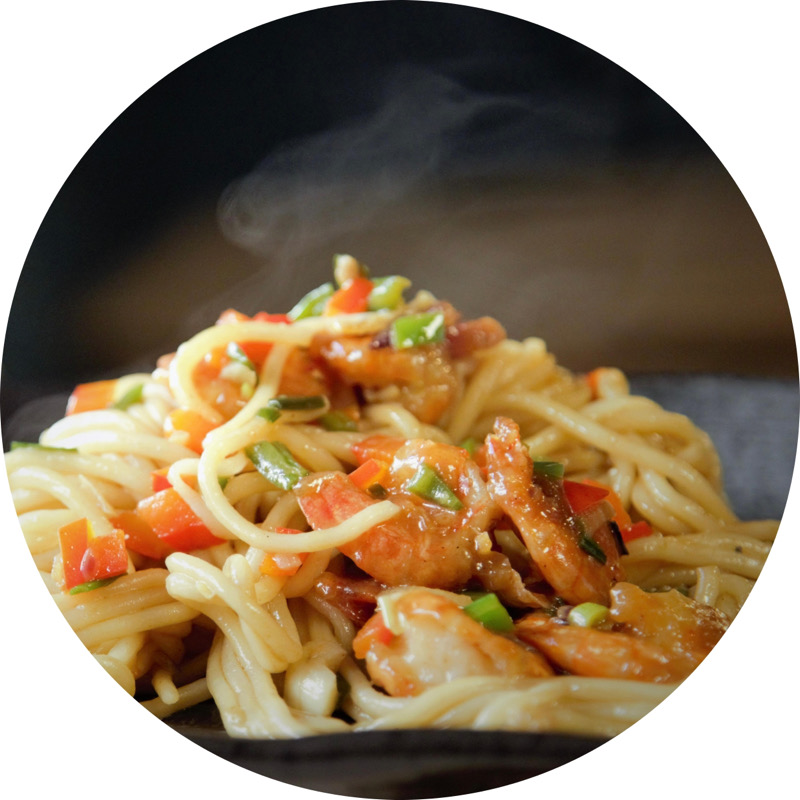 虾炒面 Nouilles sautées aux crevettes 