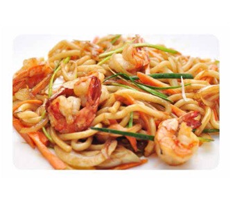 123. Nouilles sautées aux crevettes