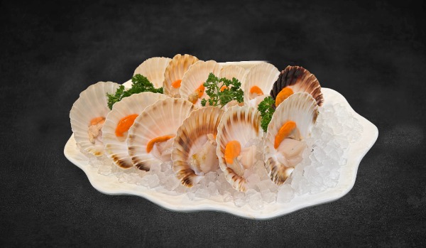 12 coquilles Saint-Jacques.