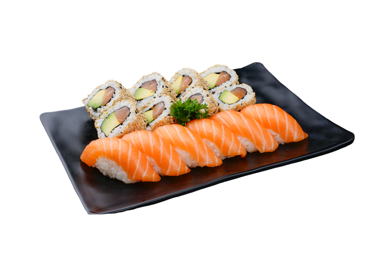 PL19. 8 California saumon avocat et 6 sushi saumon