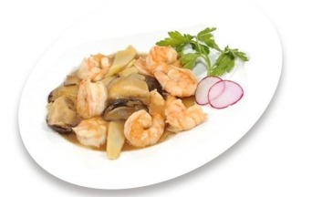 172. Gamberi con bambu e funghi cinesi