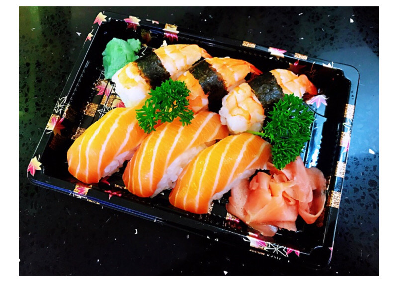 J5 3sushi saumon +3 sushi crevettes