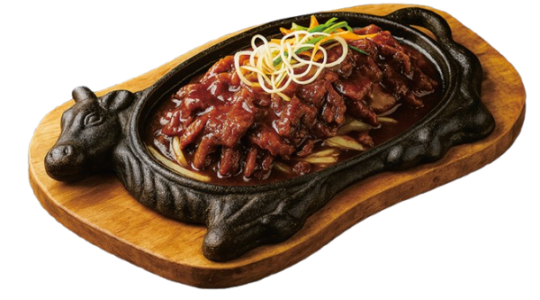 Sizzling beef on hot plate
