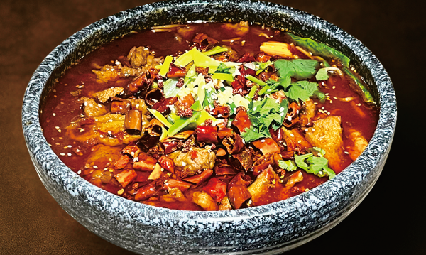 Boiled beef in Sichuan sauce (choice of spicy or non-spicy, with bean sprouts)