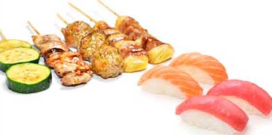 M8. 4 Sushi, 5 Brochettes