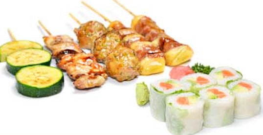 M10. 5 Brochettes, 6 Printemps roll saumon avocat