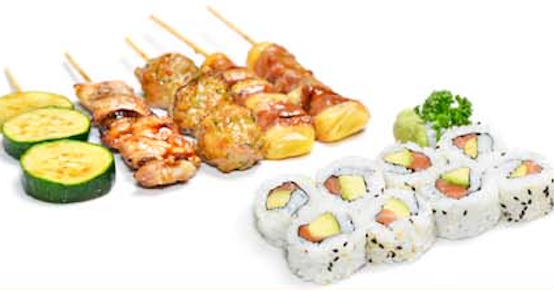M7. 8 California saumon, 5 Brochettes