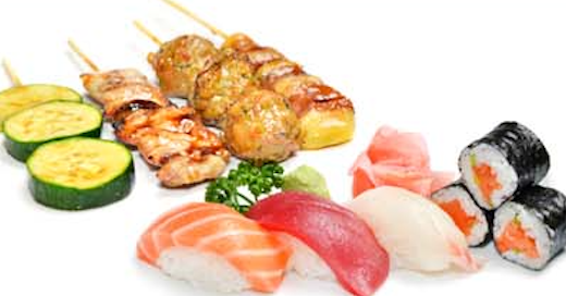 M6. 3 Sushi, 3Maki, 4Brochettes