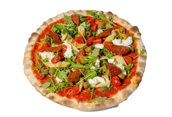 N4. Fresh tomato-Rucola-Dried tomato-Olives-Artichokes-Buffalo mozzarella (1,7,12)
