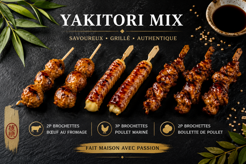 Yakitori mix (7 pieces brochettes)