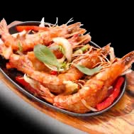 S9 Gambas sautées à la sauce piquante s/p chauffante