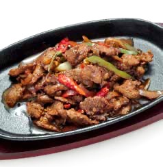 S14 Boeuf au poivre noir et au beurre sur plaque chauffante