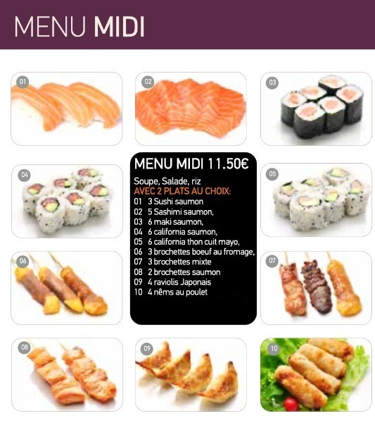 Menu Midi (midi uniquement)