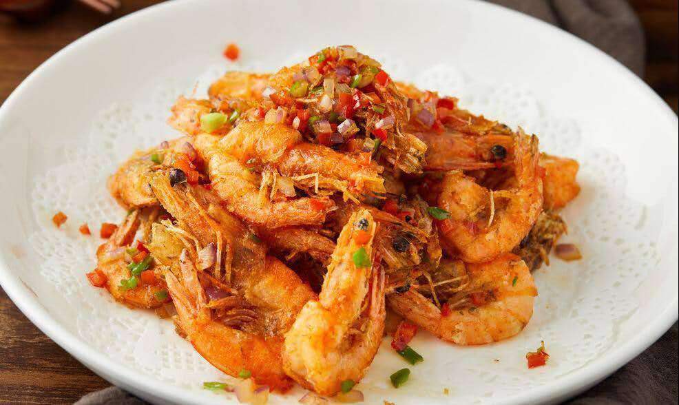 椒盐虾（单人份） Crevettes au sel et poivre