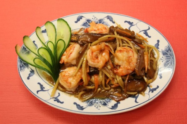 50. Crevettes aux champignons et pousses de bambou