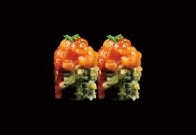 243. Salmone, tartar di salmone, kataifi, teriyaki