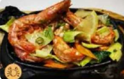 236. Gamberoni con verdure miste