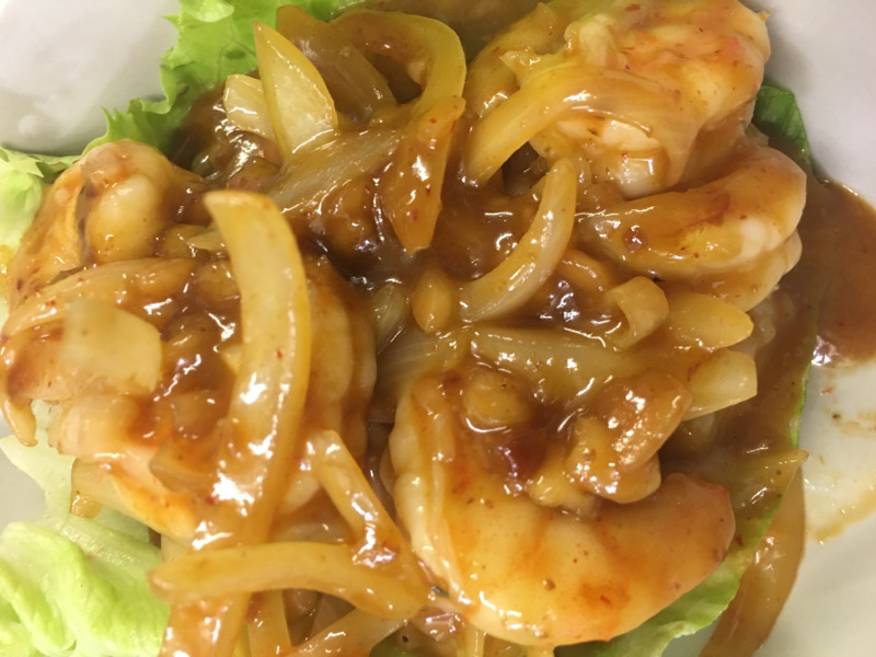 14P. Crevettes a la sauce de cacahueles