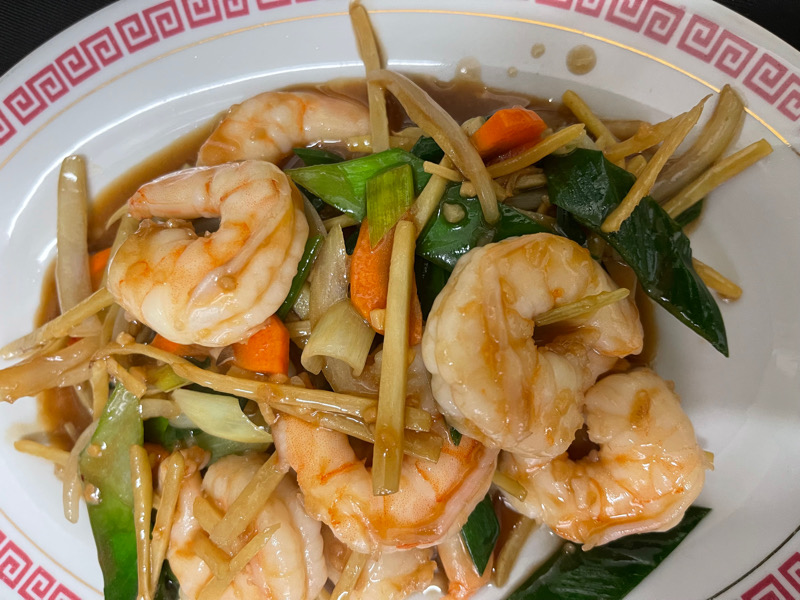 3P. Crevettes au gingembre et poireaux