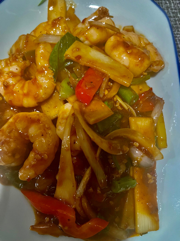 7P. Crevettes au basilic Thai 🌶️