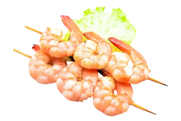 48. SPIEDINI DI GAMBERI* CON SALSA SATAY ALLA PIASTRA (3PZ)