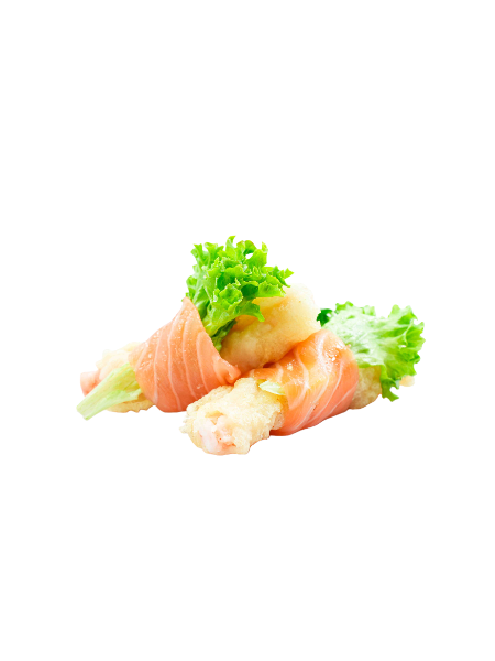 13. INVOLTINI DI SALMONE CON GAMBERO IN TEMPURA