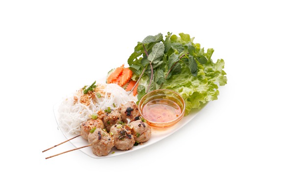 V21 Boulettes de porc grillées avec vermicelles de riz ou riz