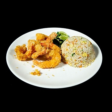 Shrimp tempura with fried rice