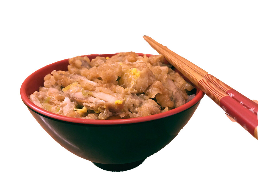 Donburi au poulet avec une soupe miso