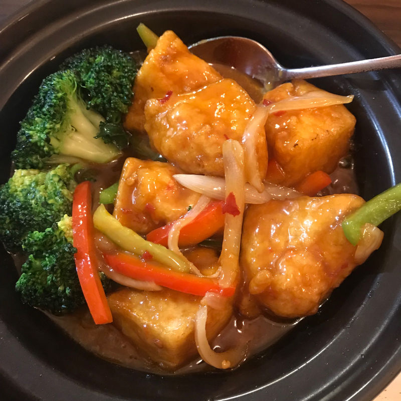 百花酿豆腐煲/Pot de tofu aux crevettes haché 