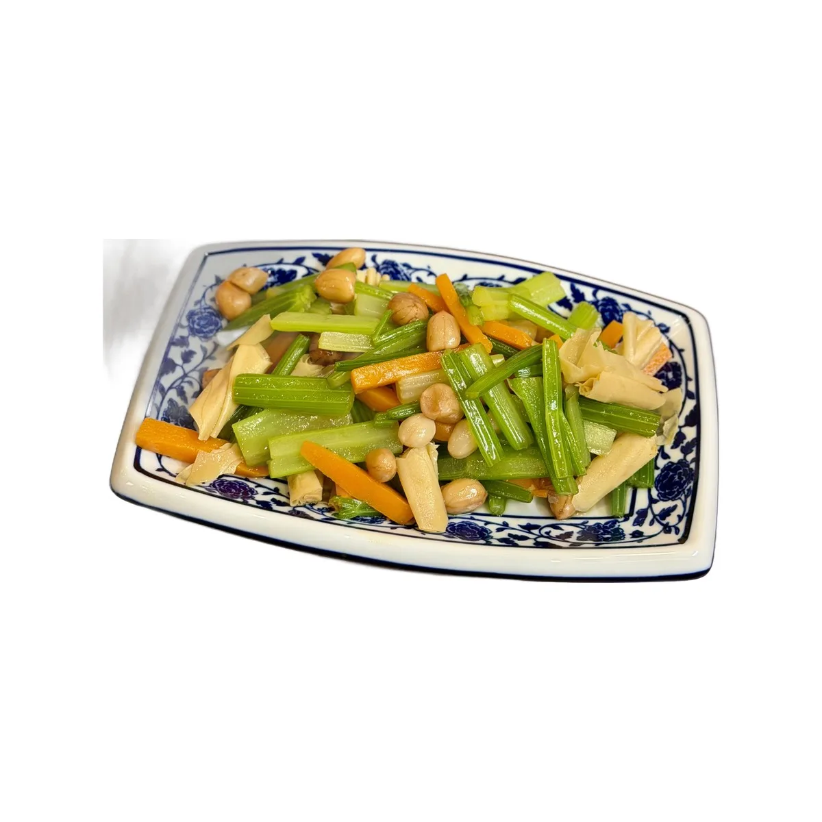 Salade de céleri, peau de tofu séché et cacahuètes 芹菜腐竹拌菜