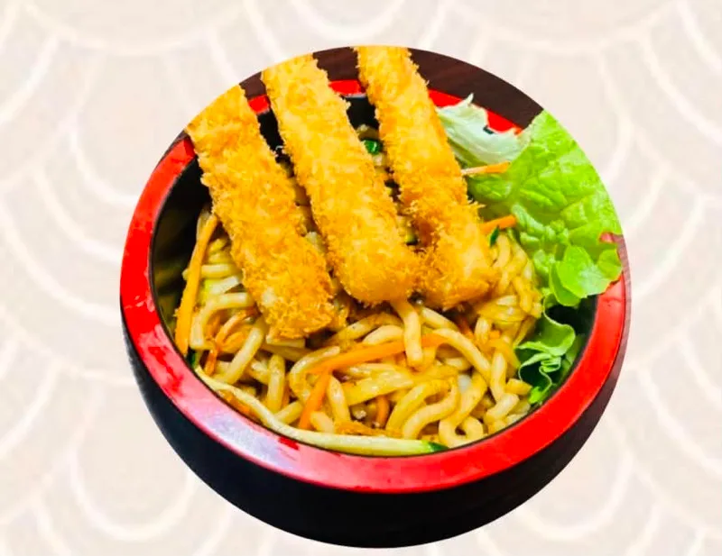 U03. yaki udon sautées au tempura 