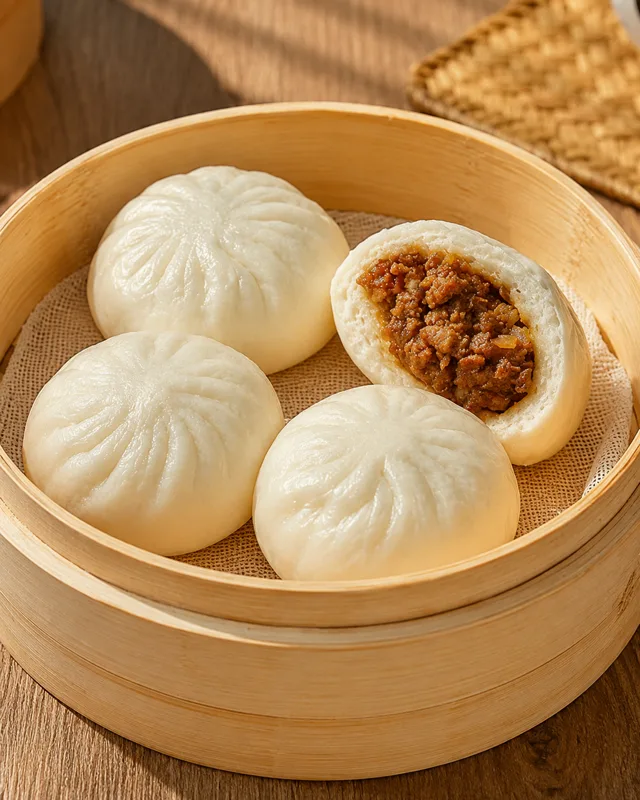 132.Bao maison au porc braisé(4pcs)自制酱肉包(4个)