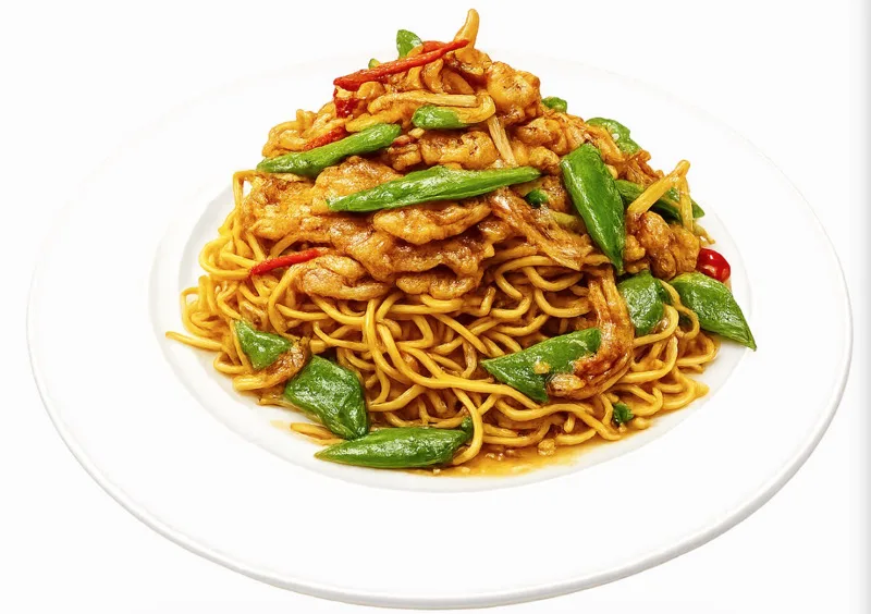 125. Émincé de poulet aux nouilles maison vapeur鸡肉蒸面