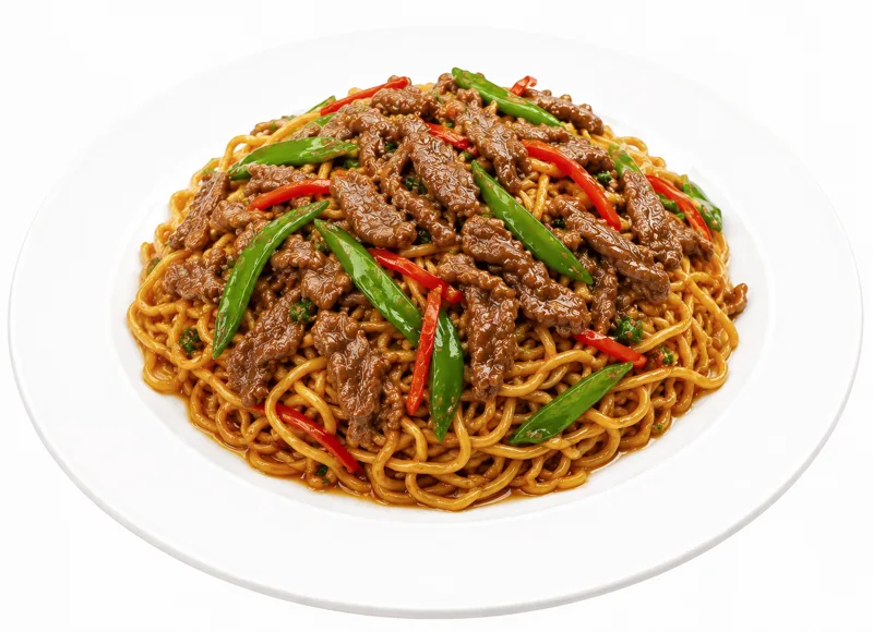 128. Émincé de bœuf aux nouilles maison vapeur牛肉蒸面